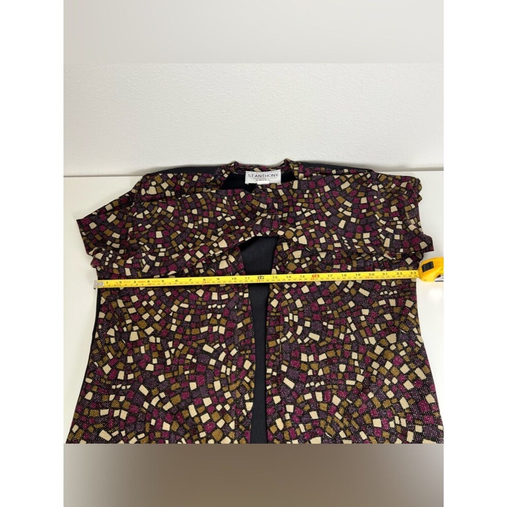 Vtg St. Anthony Knits‎ 2-in-1 Open Front Layered Top Size 16 Mosaic Print USA - Picture 7 of 8